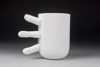 🤣Funny Finger Mug, Large Handmade Coffee Mug with Fingers