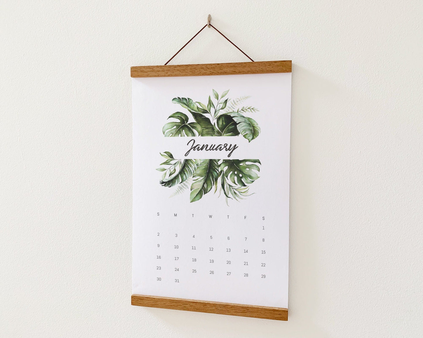 ❤Hot Sale 49% Off❤Beautiful Tropical  Leaf Yearly Calendar 2024, Wall Calendar, Annual Calendar