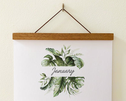 ❤Hot Sale 49% Off❤Beautiful Tropical  Leaf Yearly Calendar 2024, Wall Calendar, Annual Calendar