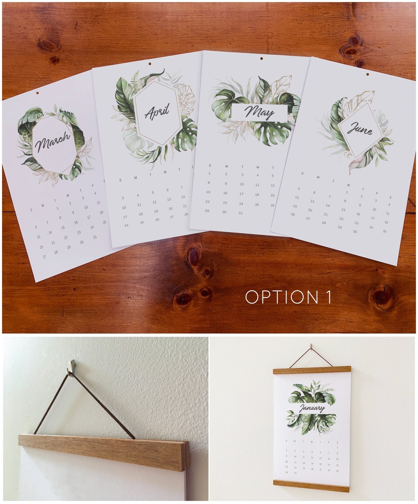 ❤Hot Sale 49% Off❤Beautiful Tropical  Leaf Yearly Calendar 2024, Wall Calendar, Annual Calendar