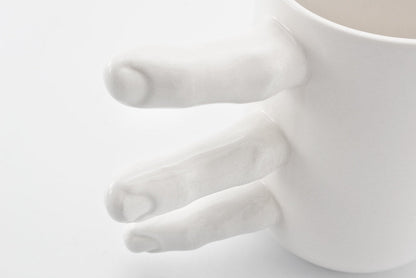 🤣Funny Finger Mug, Large Handmade Coffee Mug with Fingers