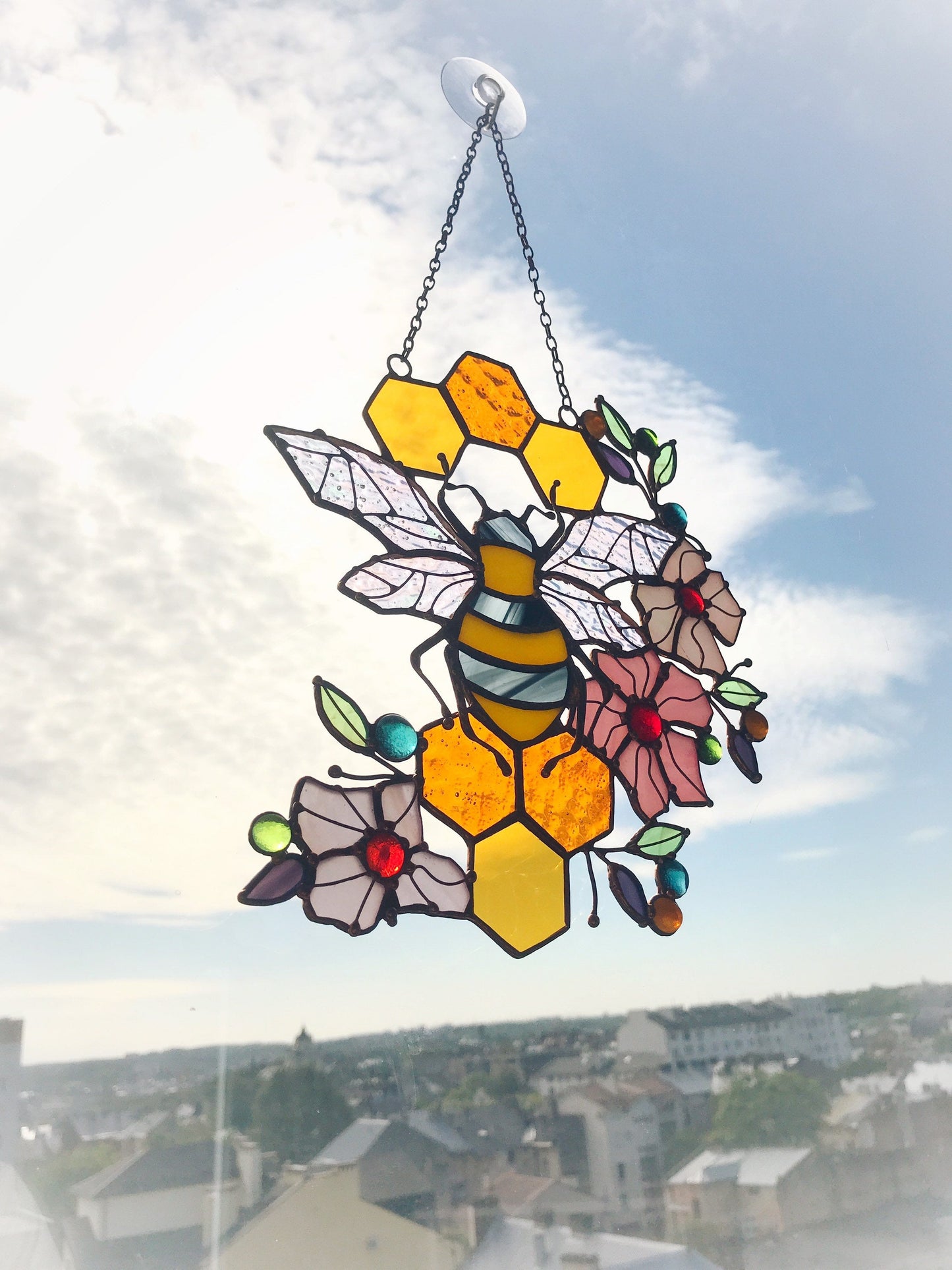 🔥🔥Last Day 49% Off -Yellow Honeycomb Suncatcher Decor🐝