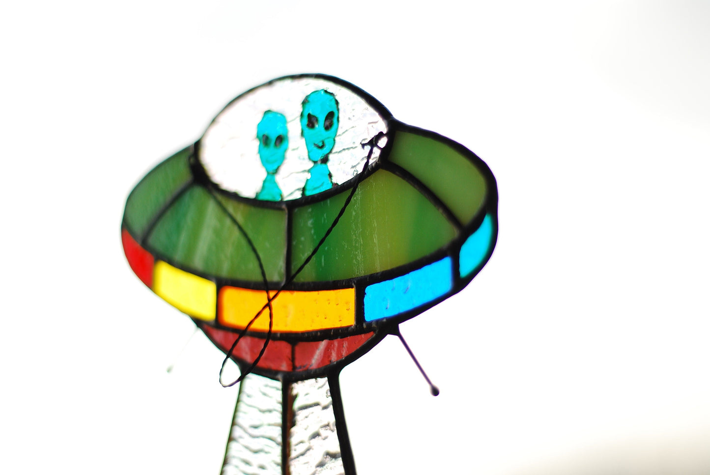 🛸UFO Abduction a Cow Stained Glass Suncatcher
