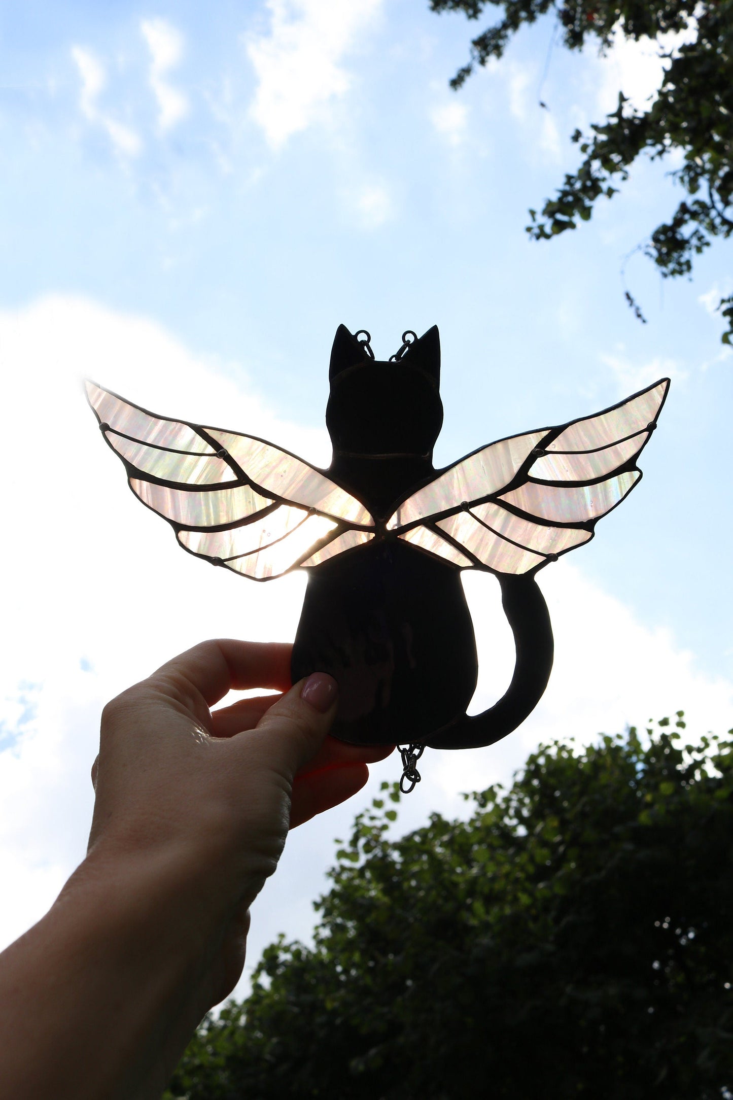 💙💛Suncatcher Cat With Angels Wings