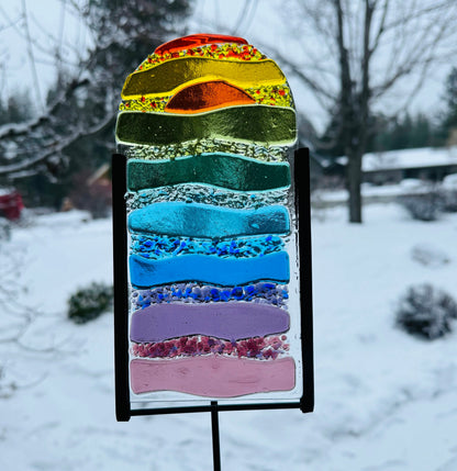 💥Last Day Promotion-49% Off - 🌈Rainbow Fused Glass Garden Stake
