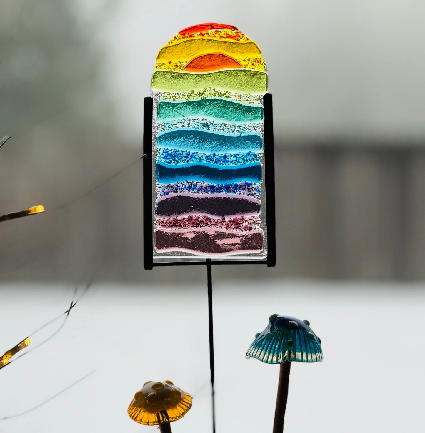 💥Last Day Promotion-49% Off - 🌈Rainbow Fused Glass Garden Stake