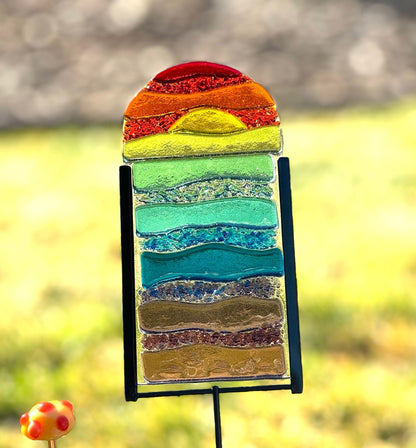 💥Last Day Promotion-49% Off - 🌈Rainbow Fused Glass Garden Stake