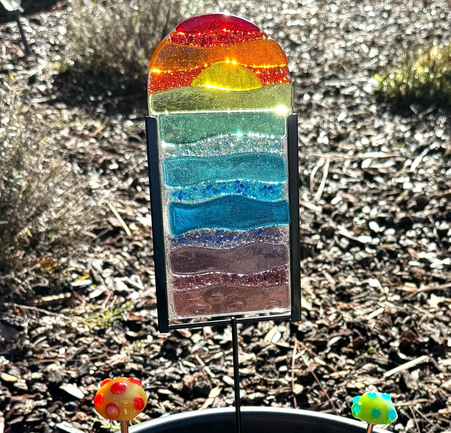 💥Last Day Promotion-49% Off - 🌈Rainbow Fused Glass Garden Stake