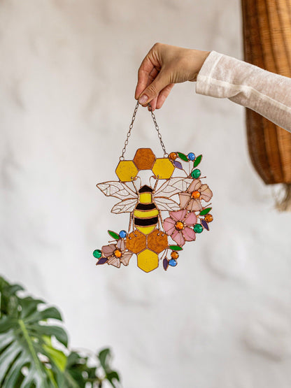 🔥🔥Last Day 49% Off -Yellow Honeycomb Suncatcher Decor🐝