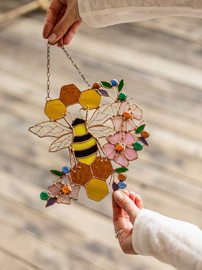 🔥🔥Last Day 49% Off -Yellow Honeycomb Suncatcher Decor🐝