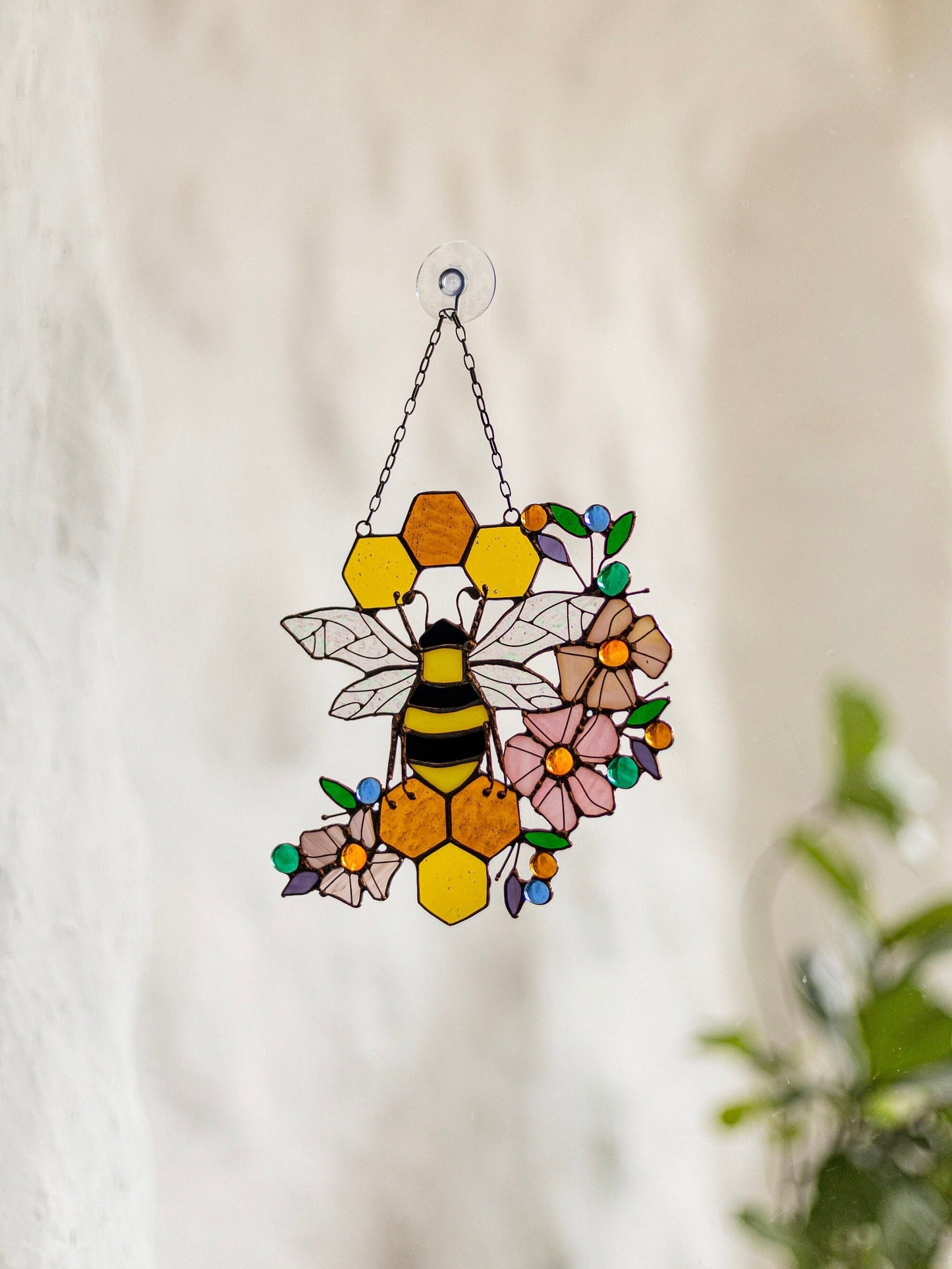 🔥🔥Last Day 49% Off -Yellow Honeycomb Suncatcher Decor🐝