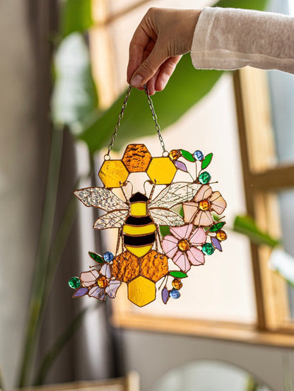 🔥🔥Last Day 49% Off -Yellow Honeycomb Suncatcher Decor🐝