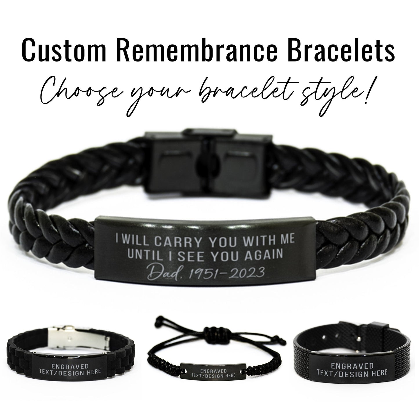 ❤"I Will Carry You With Me"- Personalized Engraved Memorial Bracelet