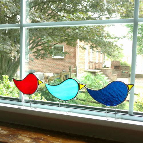 🌞 Stained Glass Standing Bird Suncatcher 🐦