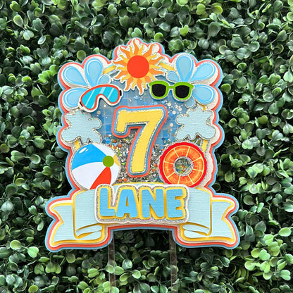 🎉🎉Custom Pool Party Birthday Cake Topper