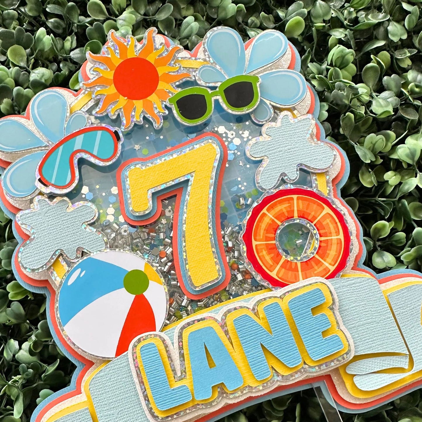 🎉🎉Custom Pool Party Birthday Cake Topper