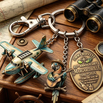 🐦Jimmy Buffett Margaritaville 80th Anniversary Keychain