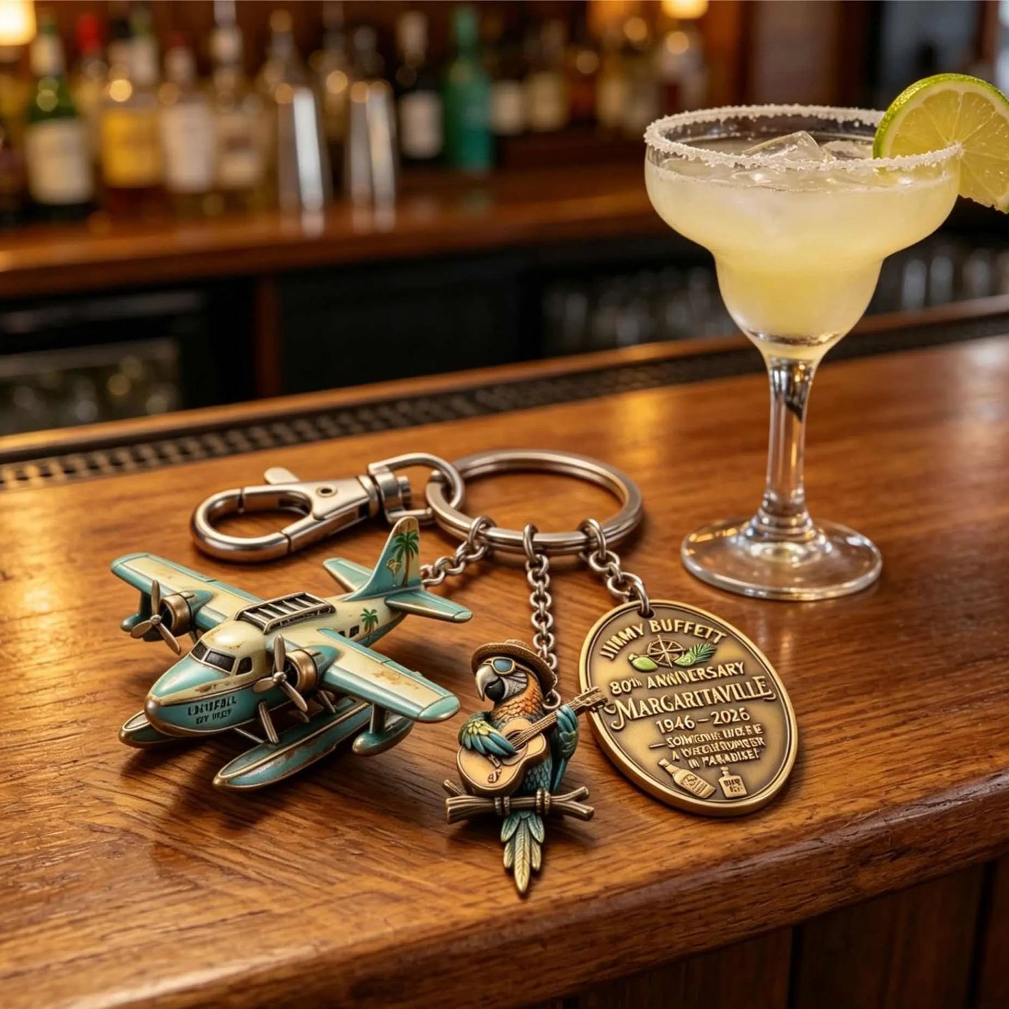 🐦Jimmy Buffett Margaritaville 80th Anniversary Keychain