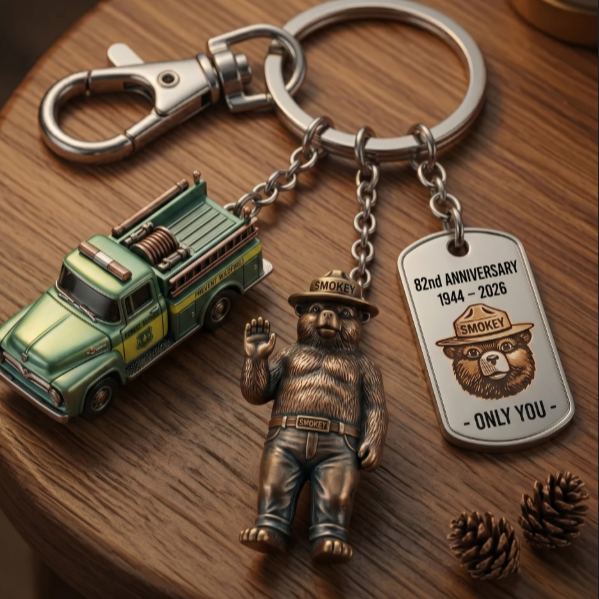 🐻Smokey Bear 82nd Anniversary Commemorative Keychain - A Vintage Tribute to Forest Guardianship