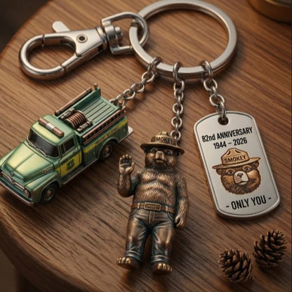 🐻Smokey Bear 82nd Anniversary Commemorative Keychain - A Vintage Tribute to Forest Guardianship