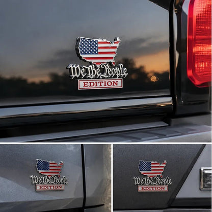 We The People Patriot Flag Edition Car Emblem Metal Badge - Made in America