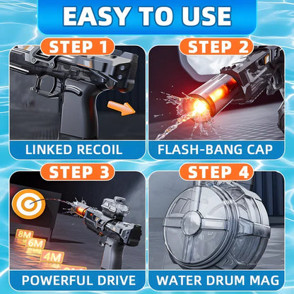 Ultimate Battle Powerful Electric Water Gun, Automatic Squirt Gun with Glowing Muzzle