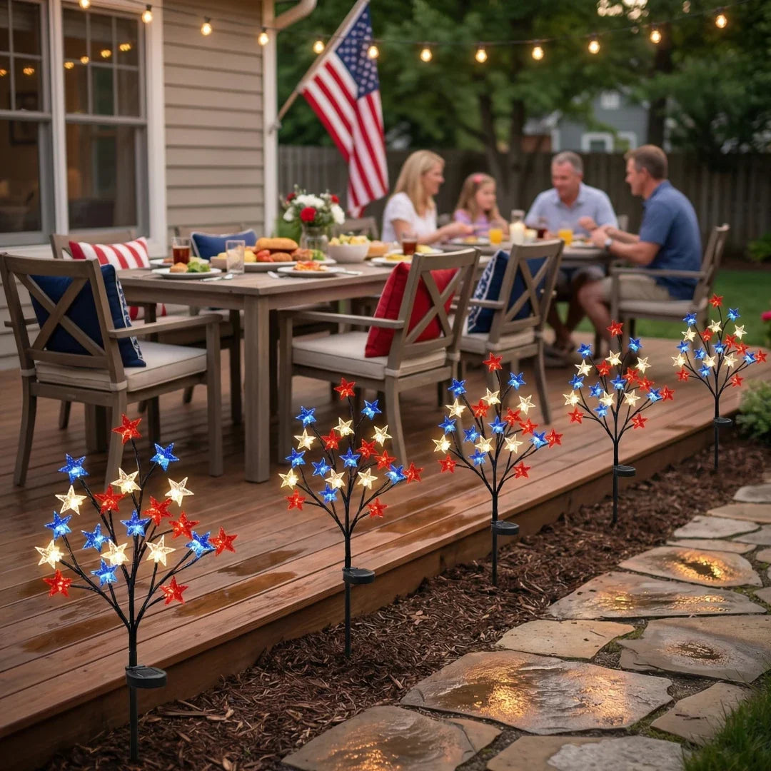Solar Patriotic Star Lights for Outdoor Decor