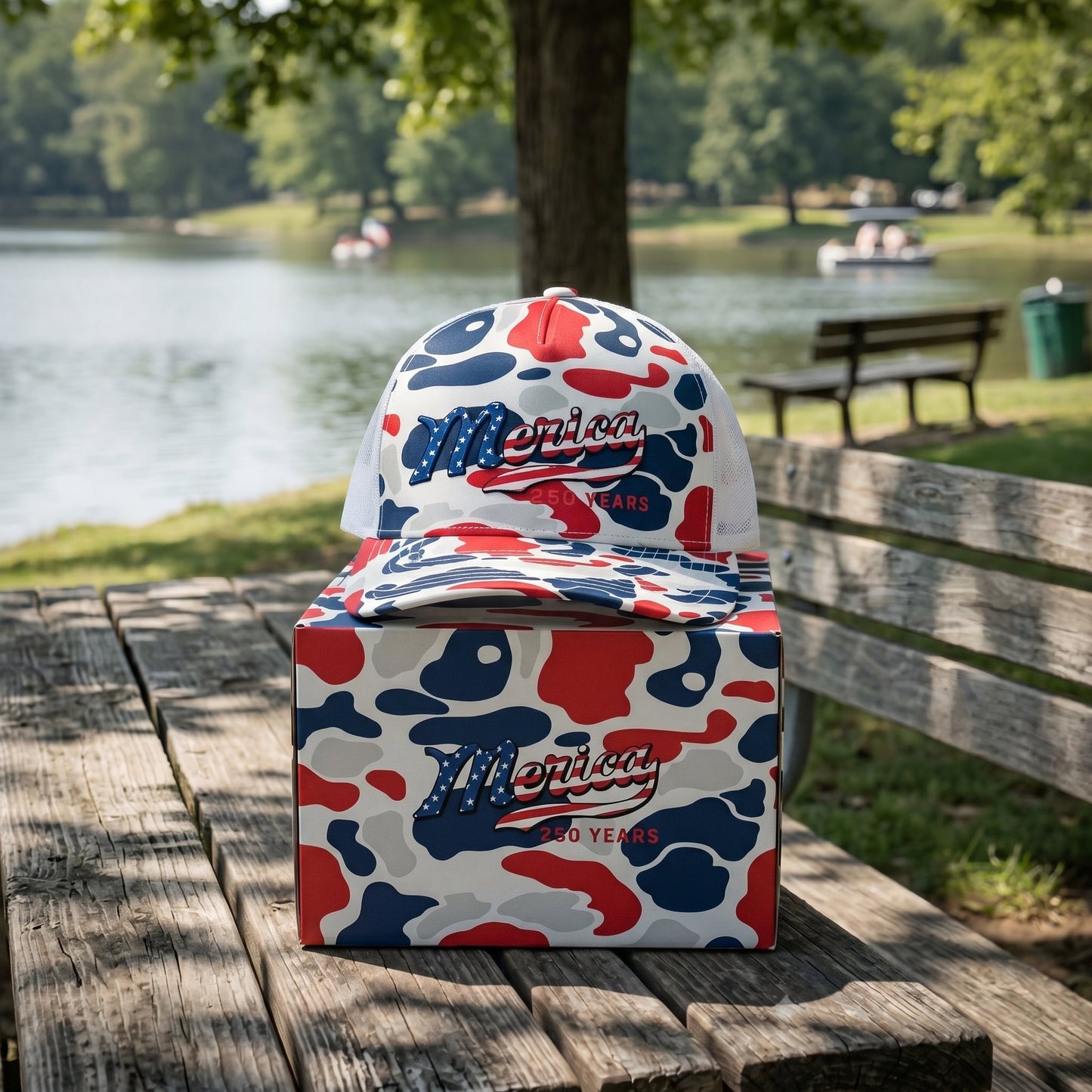 🇺🇸 ’Merica 250 Years Embroidered Mesh Back Trucker Hat