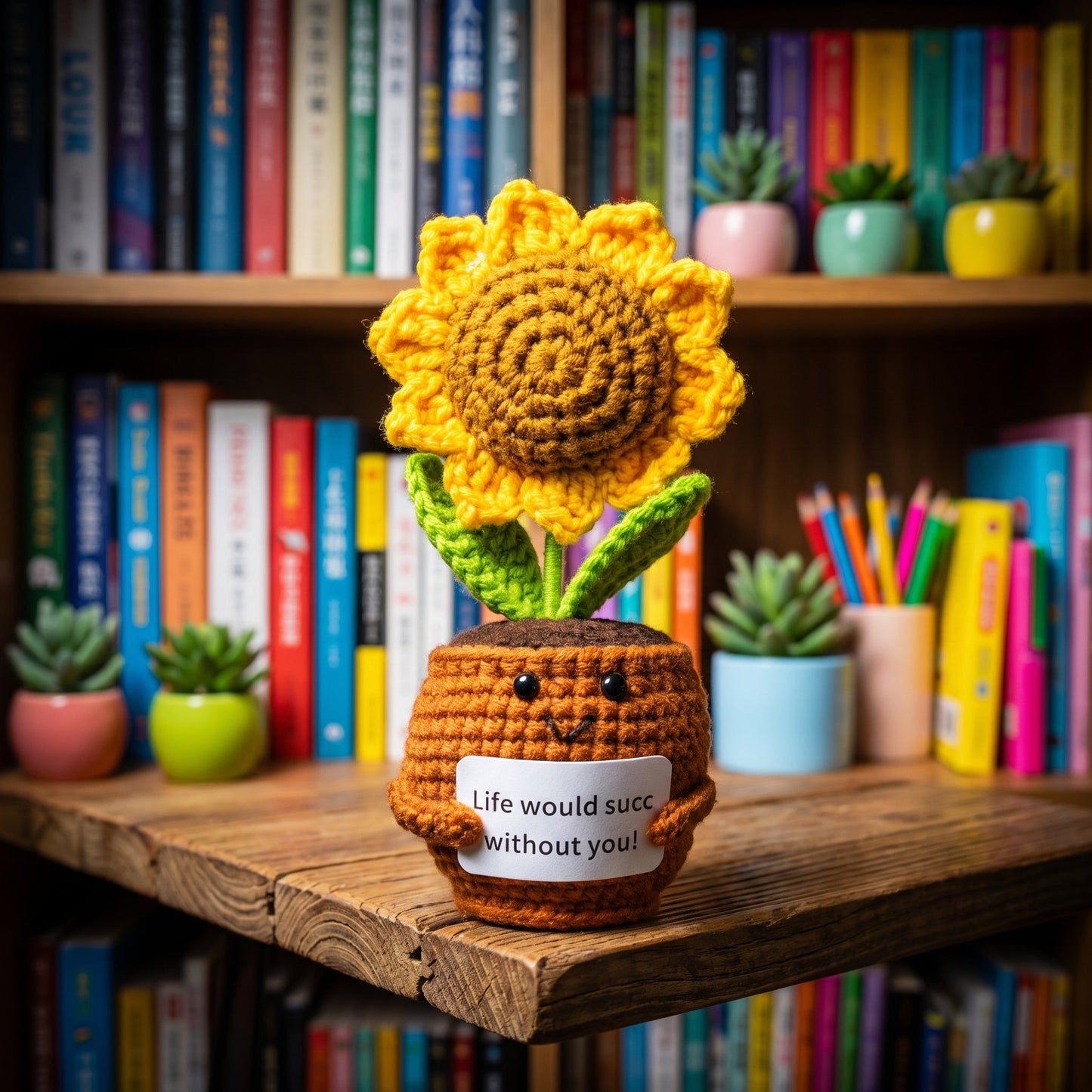 Your New Favorite Desk Buddy: Handmade Crochet Sunflower That Brings Sunshine Forever – No Watering Required!
