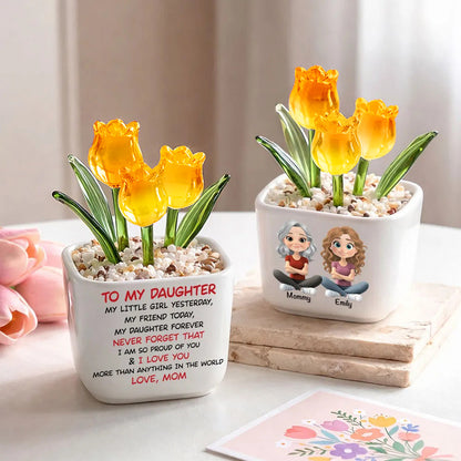 My Daughter Forever - Personalized Custom Glass Everlasting Tulips