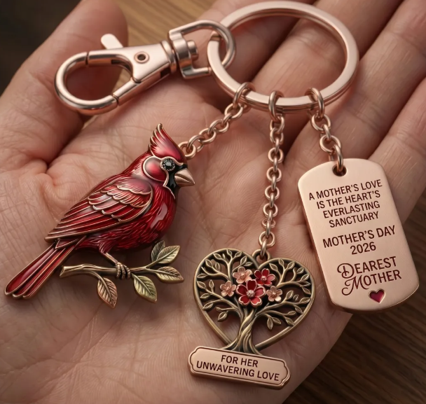 🔥Cardinal Mother’s Day Keychain – A Sanctuary of Love, Always With Her
