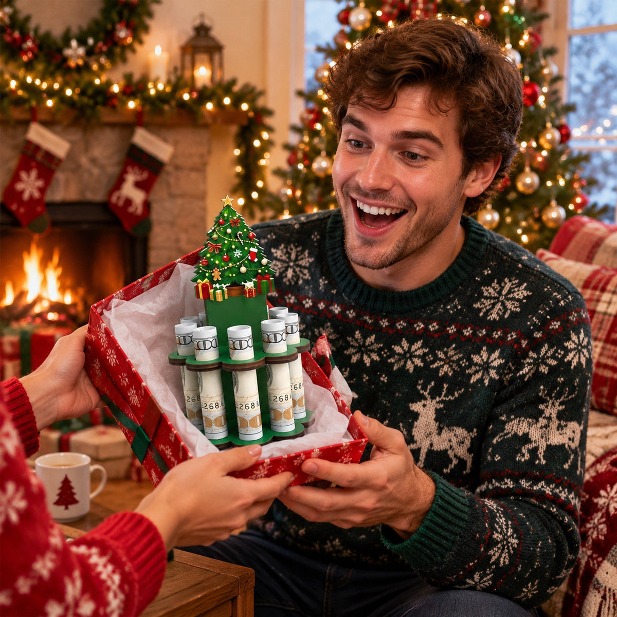 Christmas Tabletop Wooden Money Holder 🎁