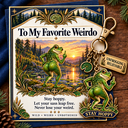 🔥Last Day 50% OFF "To My Favorite Weirdo" Funny Bigfoot Keychain & Gift Card Set 🌲🍑 - Sassy Gag Gift for Best Friends