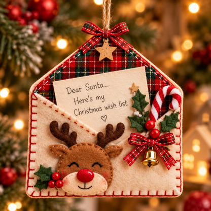 🎄💌Letters to Santa Christmas Envelope Ornaments – Festive Holiday Wish List Decorations