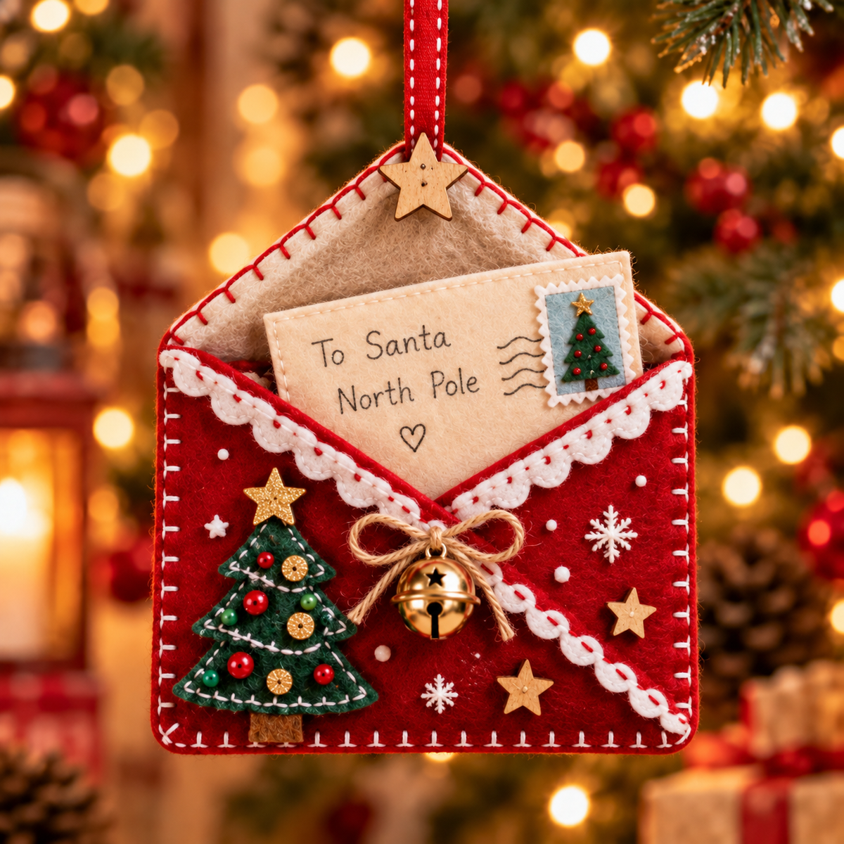 🎄💌Letters to Santa Christmas Envelope Ornaments – Festive Holiday Wish List Decorations