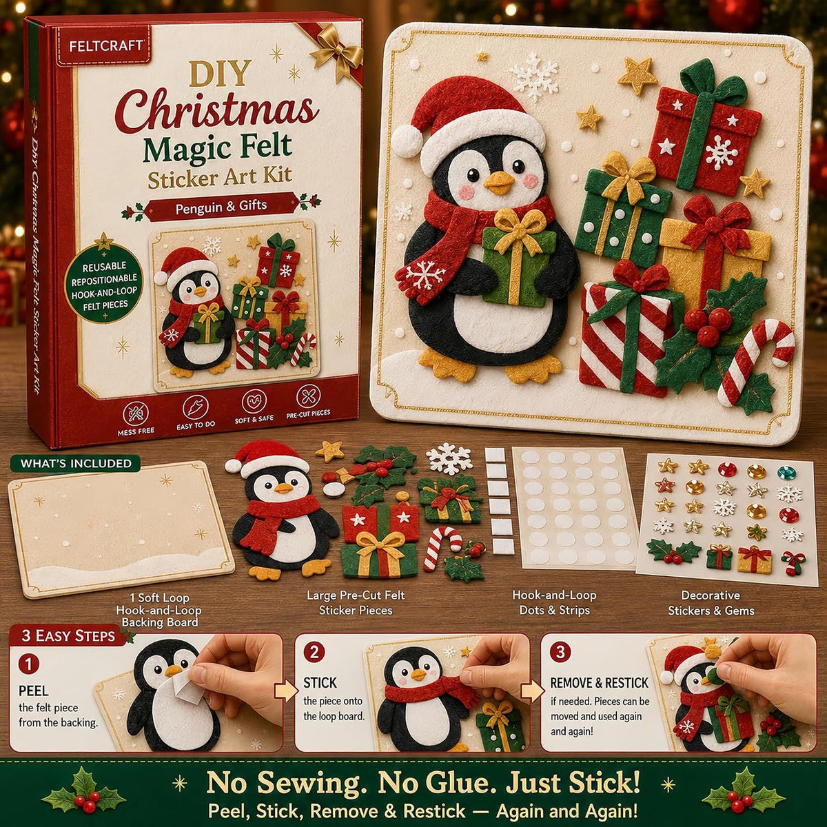 DIY Christmas Magic Felt Sticker Art Kit