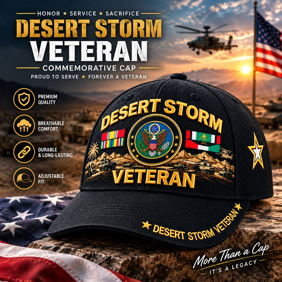 🎖️ Desert Storm Veteran Cap – Your Service. Your Pride. (1991–2026 - 35TH ANNIVERSARY)