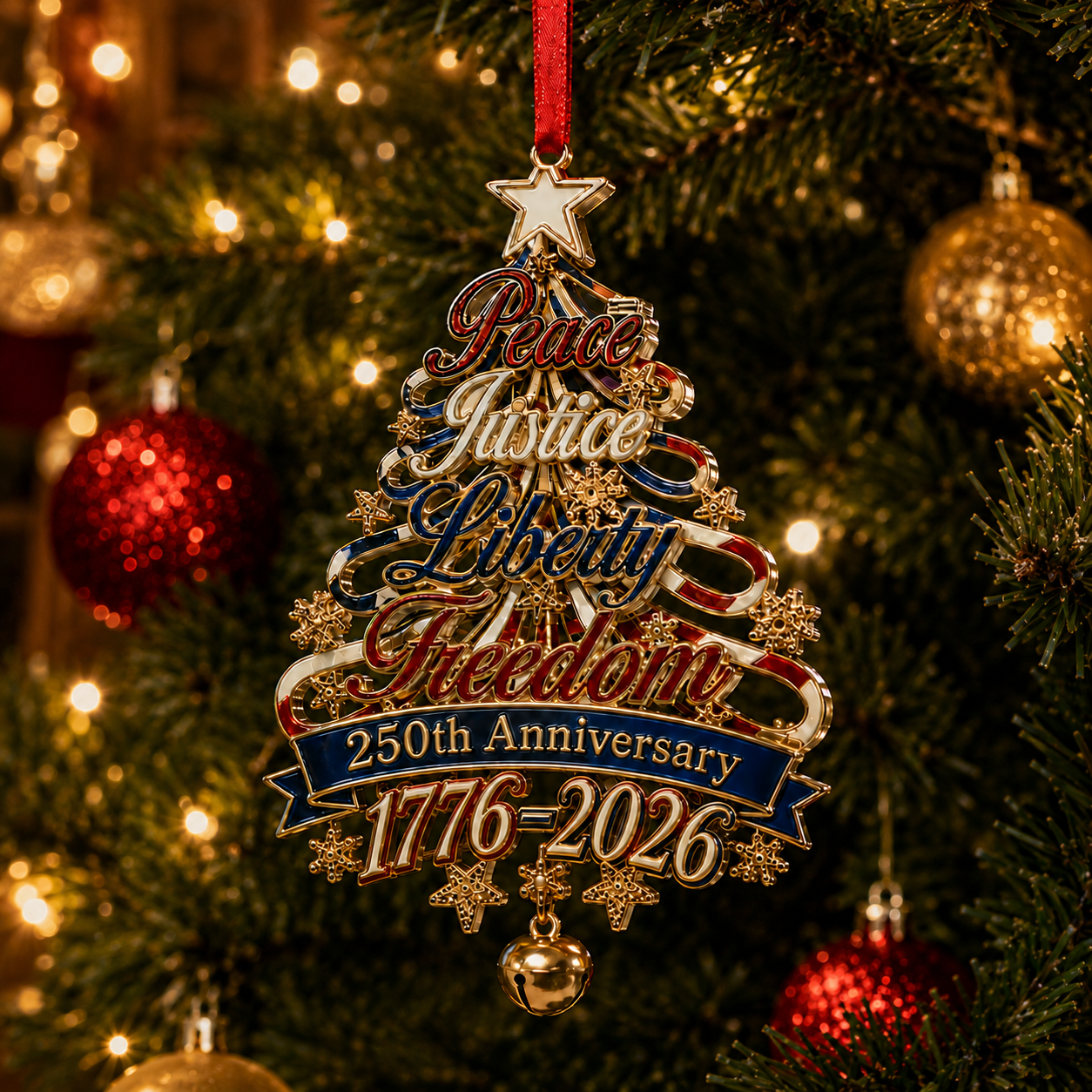 🎄✨ 250th Anniversary Patriotic Christmas Tree Ornament