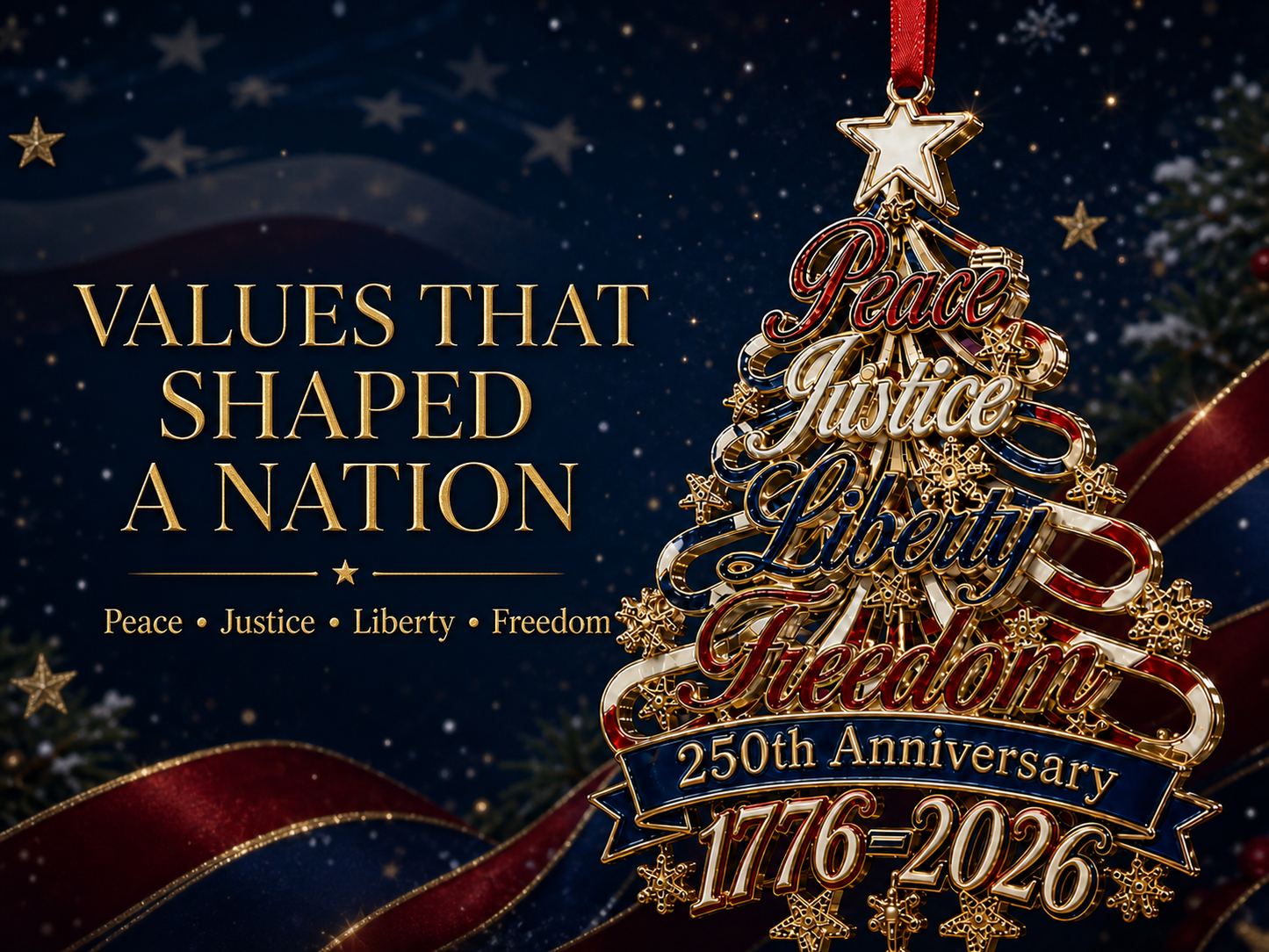 🎄✨ 250th Anniversary Patriotic Christmas Tree Ornament