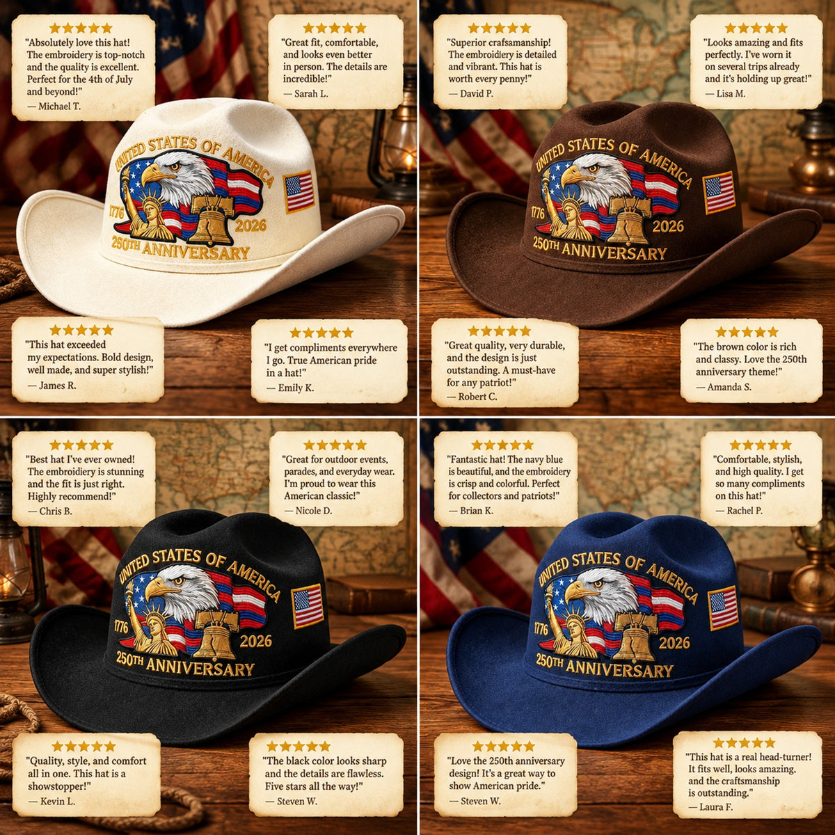 U.S. 250th Anniversary Edition Unisex Felt Cowboy Hat