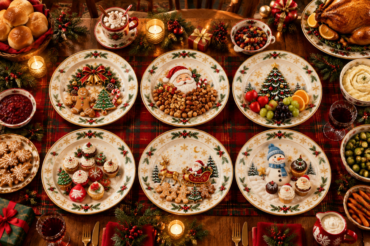 Six holiday plate designs