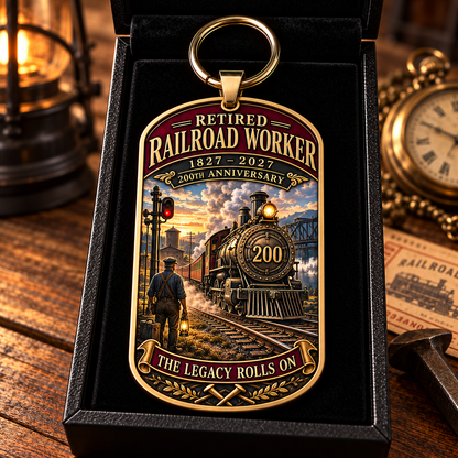 🚂1827–2027 Retired Railroad Worker 200th Anniversary Commemorative Keychain – The Legacy Lives On