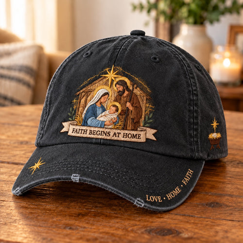 ✝️ ✝️Holy Family Faith Begins At Home Baseball Cap