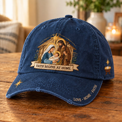 ✝️ ✝️Holy Family Faith Begins At Home Baseball Cap