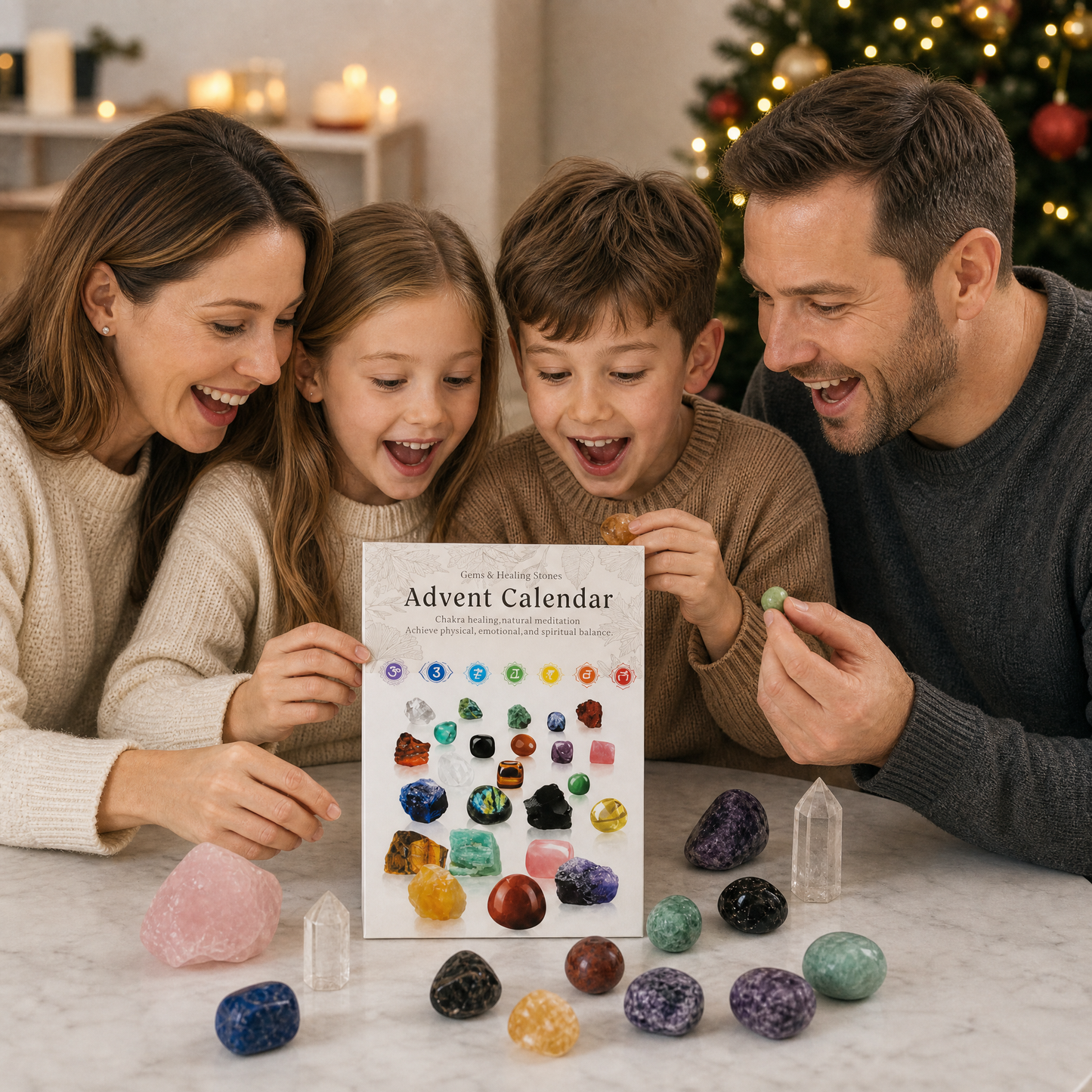 ❤100% Hand-carved -💎Crystals Advent Calendar 2026-24 Days Chakra Crystals&Healing Stones🔮
