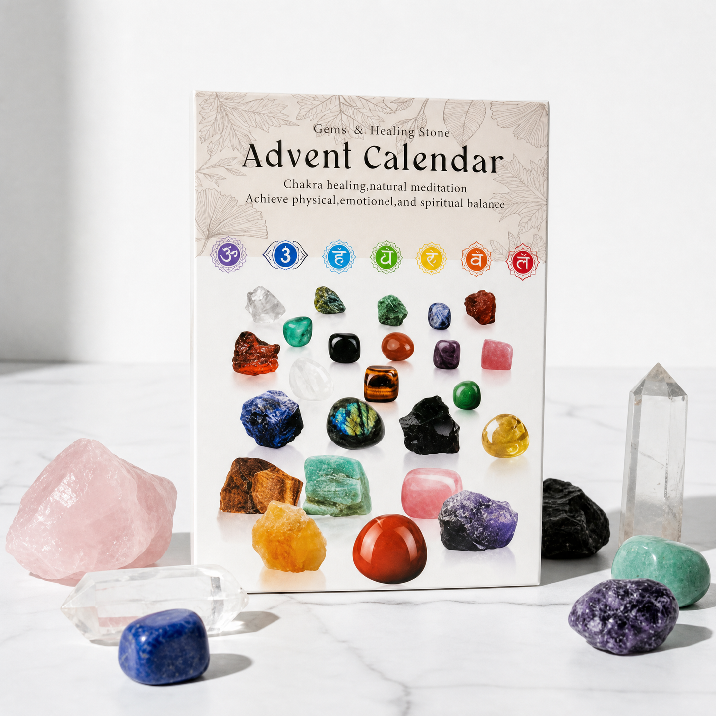 ❤100% Hand-carved -💎Crystals Advent Calendar 2026-24 Days Chakra Crystals&Healing Stones🔮