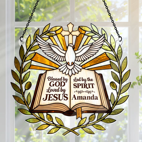 Blessed Loved Led By Holy Spirit - Personalized Acrylic Suncatcher