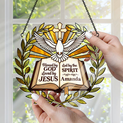 Blessed Loved Led By Holy Spirit - Personalized Acrylic Suncatcher
