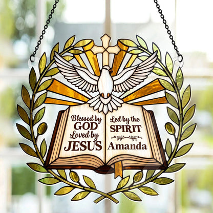 Blessed Loved Led By Holy Spirit - Personalized Acrylic Suncatcher