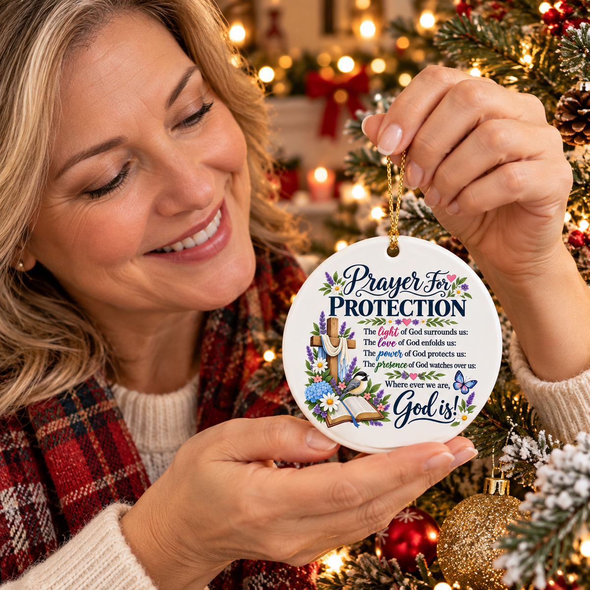 ⏳ Last Day 50% OFF –✝️ Prayer for Protection Double-Sided Ceramic Ornament